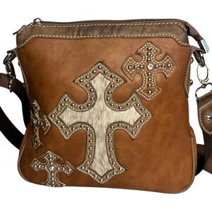 Montana West Brown Crossbody Bag with Embellishments